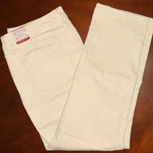 Talbots Straight Leg Pants Women 16P Ivory High Waist Curvy Simply Flattering